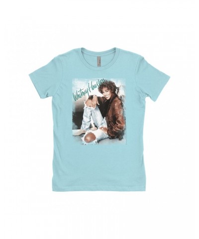 Whitney Houston Ladies' Boyfriend T-Shirt | All The Man That I Need Single Photo Distressed Shirt $6.62 Shirts