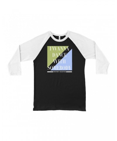 Whitney Houston 3/4 Sleeve Baseball Tee | I Wanna Dance With Somebody Classy Pastel Design Shirt $6.83 Shirts