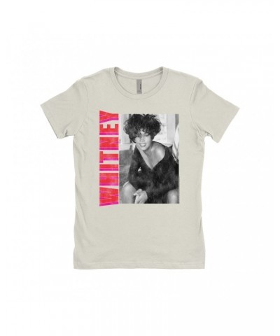 Whitney Houston Ladies' Boyfriend T-Shirt | Whitney Pink And Red Design Distressed Shirt $7.64 Shirts