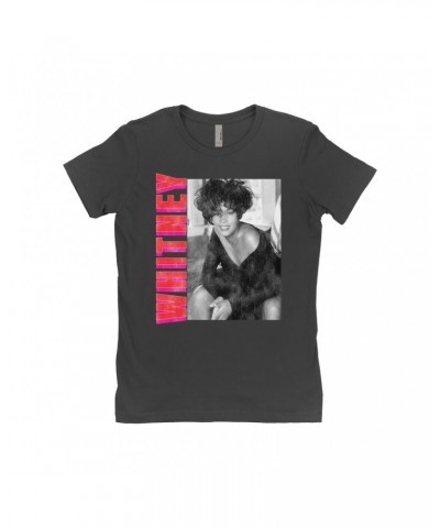 Whitney Houston Ladies' Boyfriend T-Shirt | Whitney Pink And Red Design Distressed Shirt $7.64 Shirts