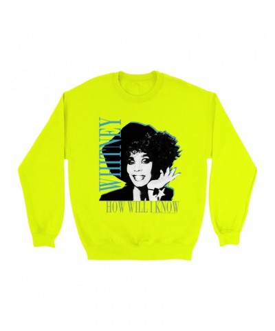 Whitney Houston Bright Colored Sweatshirt | How Will I Know Negative Design Sweatshirt $5.12 Sweatshirts