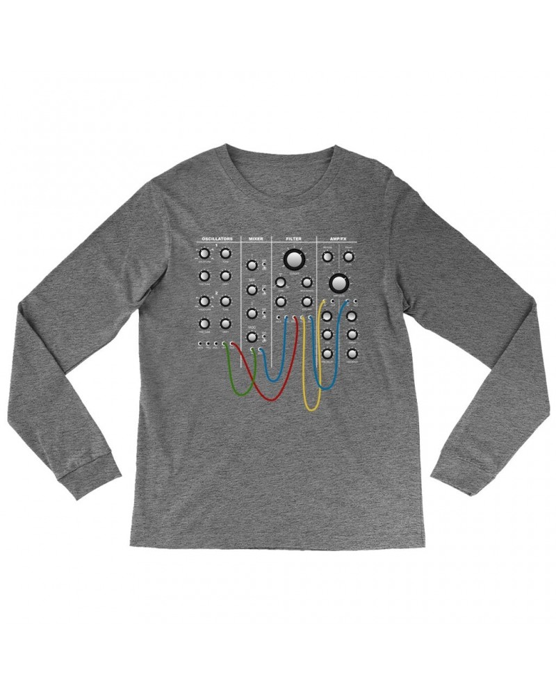 Music Life Heather Long Sleeve Shirt | Modular Synth Chest Panel Shirt $7.39 Shirts