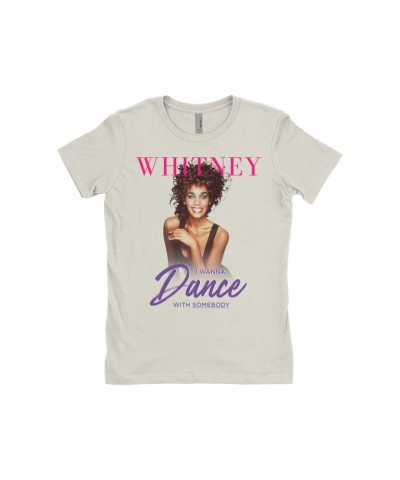 Whitney Houston Ladies' Boyfriend T-Shirt | I Wanna Dance With Somebody Purple Pink Design Shirt $8.31 Shirts