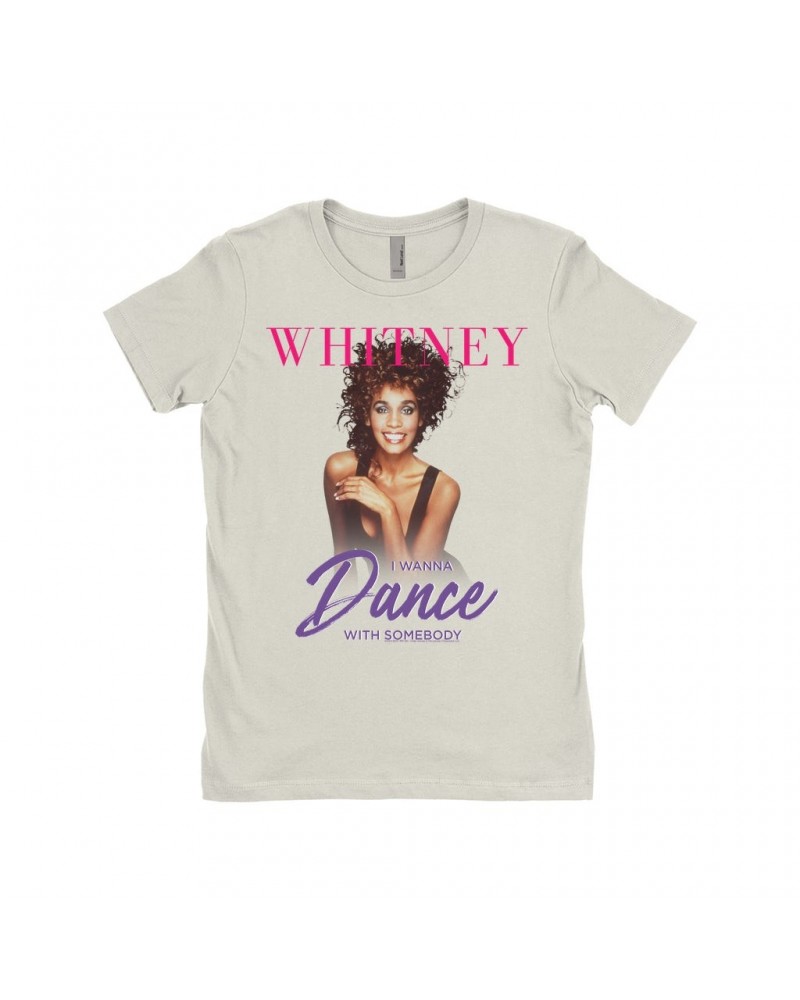 Whitney Houston Ladies' Boyfriend T-Shirt | I Wanna Dance With Somebody Purple Pink Design Shirt $8.31 Shirts