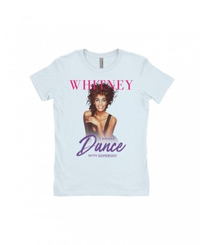 Whitney Houston Ladies' Boyfriend T-Shirt | I Wanna Dance With Somebody Purple Pink Design Shirt $8.31 Shirts