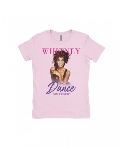 Whitney Houston Ladies' Boyfriend T-Shirt | I Wanna Dance With Somebody Purple Pink Design Shirt $8.31 Shirts