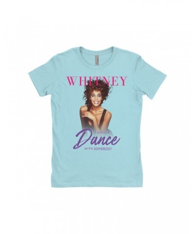 Whitney Houston Ladies' Boyfriend T-Shirt | I Wanna Dance With Somebody Purple Pink Design Shirt $8.31 Shirts